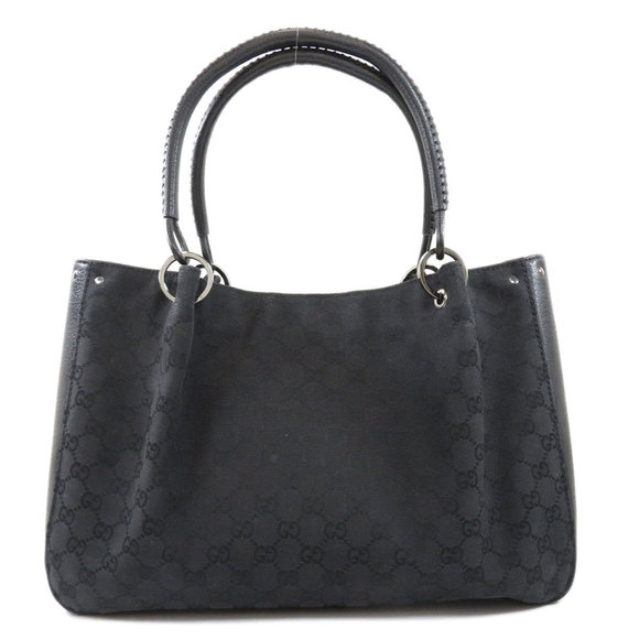 Gucci GG Tote Bag Canvas Handbag Black - Picture 1 of 8